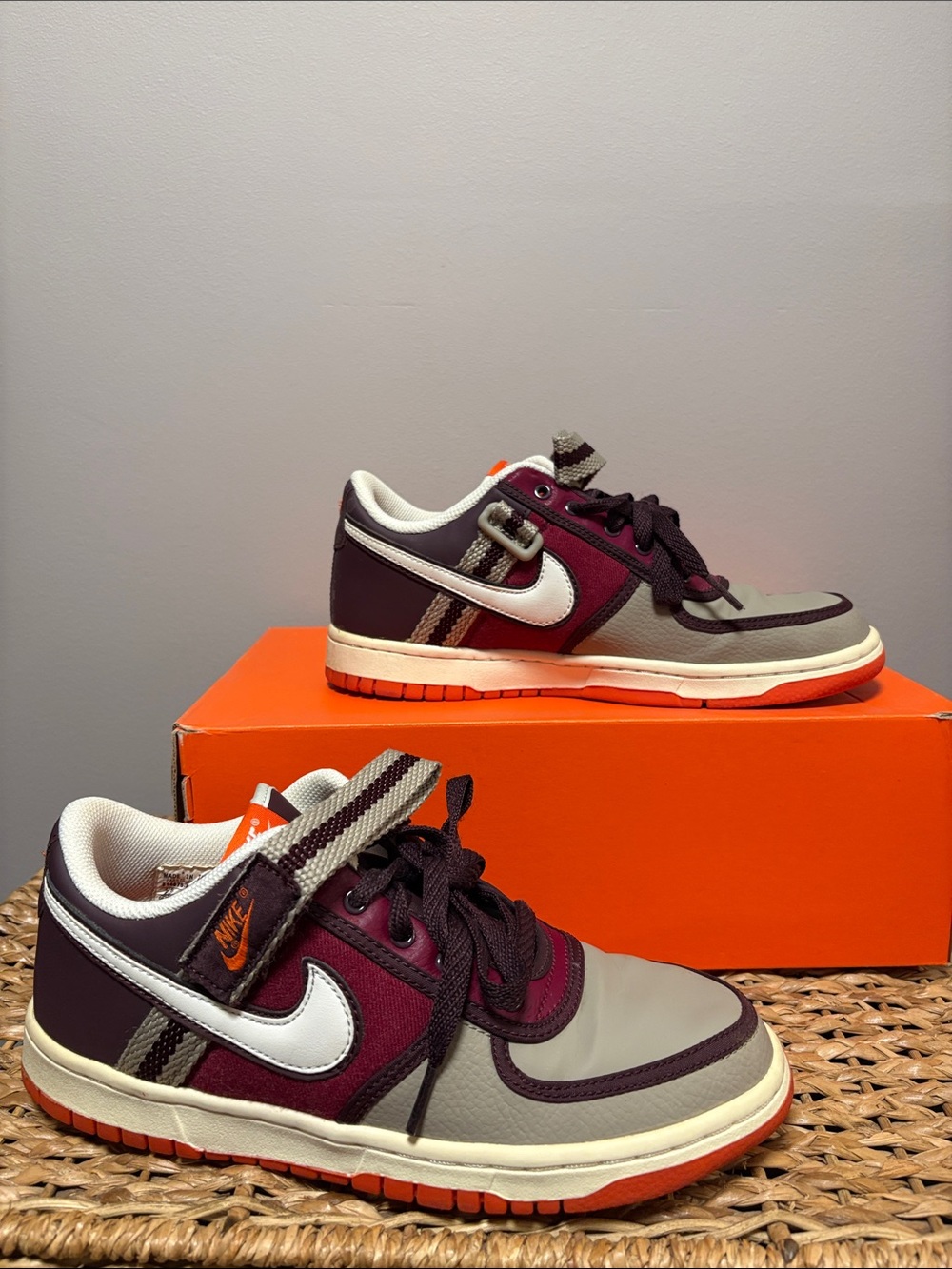 Nike Kids Burgundy, Gray & Orange Low-Top Sneakers